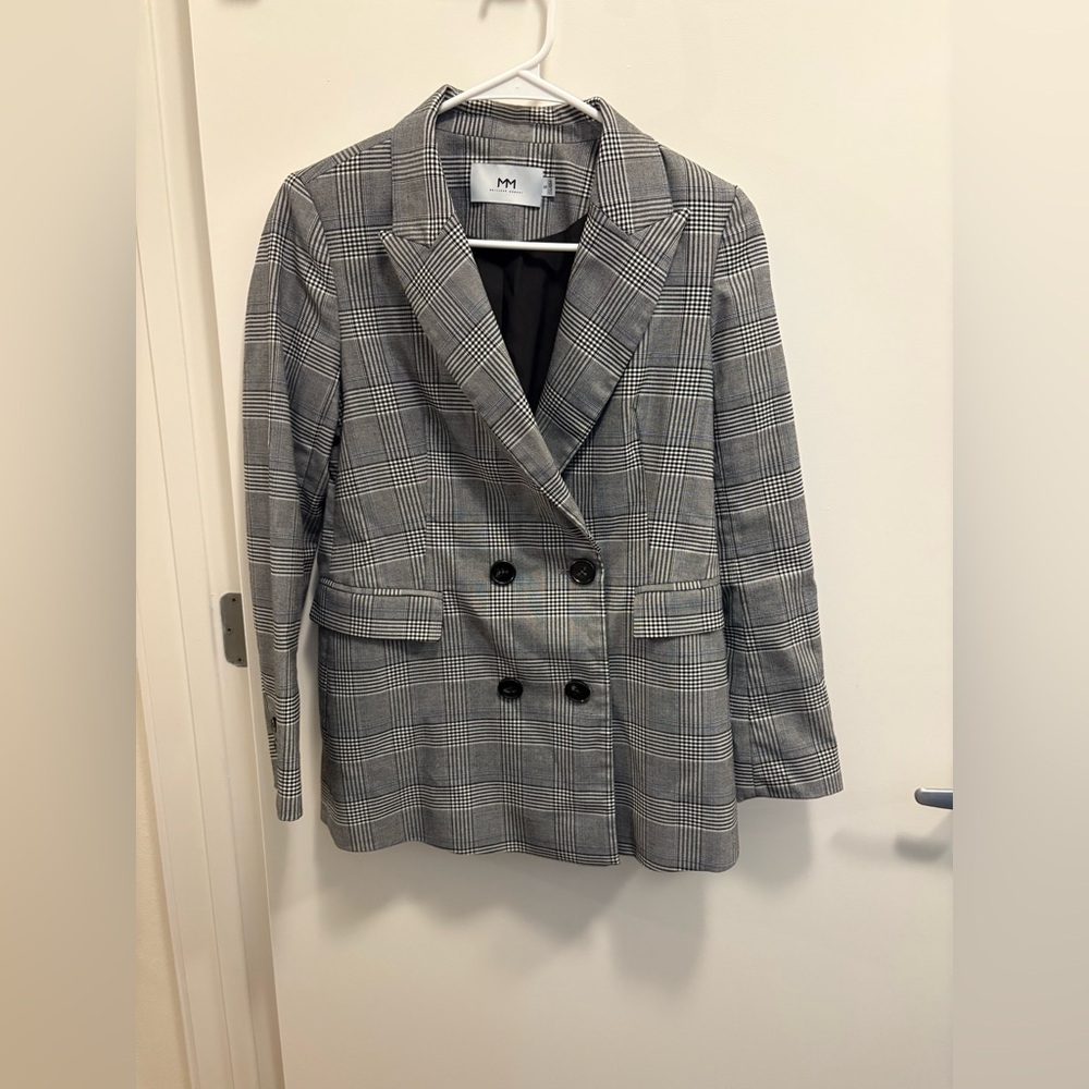 Double-Breasted Plaid Blazer